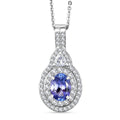 D'Joy Tanzanite, Moissanite Art Deco Pendant Necklace (20 Inches) in Rhodium Over Sterling Silver 1.70 ctw - Sticky add to cart bar