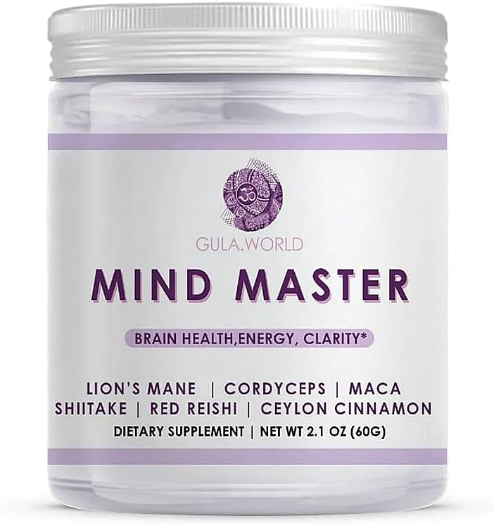 Gula World Mind Master Mushroom Powder for Brain Health, Energy, & Clarity Dietary Supplement (2x 2.1oz)