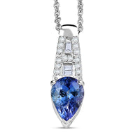 Luxoro 10K White Gold AAA Peacock Tanzanite, Diamond (I2) Pendant Necklace (20 Inches) 1.25 ctw