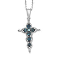 D'Joy Premium Monte Belo Indicolite and Paraiba Tourmaline 1.00 ctw Cross Pendant Necklace in Rhodium Over Sterling Silver 20 Inches - Sticky add to cart bar