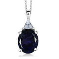 AAA Catalina Iolite, Lab Grown Diamond Art Deco Pendant Necklace in 10K White Gold 3.10 ctw (20 Inches) - Sticky add to cart bar