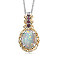 D'Joy Premium Ethiopian Welo Opal and Ouro Fino Rubellite Pendant Necklace (20 Inches) in 18K Vermeil YG and Rhodium Over Sterling Silver 1.29 ctw - Sticky add to cart bar
