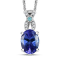 D'Joy Premium Tanzanite, Paraiba Tourmaline and Diamond 1.25 ctw Royal Infinity Pendant Necklace in Rhodium Over Sterling Silver 20 Inches - Sticky add to cart bar