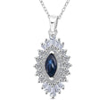 D'Joy Premium Blue Star Sapphire (DF) and Moissanite 1.65 ctw Crown Ray Pendant Necklace in Rhodium Over Sterling Silver 20 Inches - Sticky add to cart bar