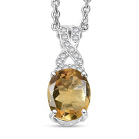 D'Joy Brazilian Citrine, White Zircon Infinity Pendant Necklace in Rhodium Over Sterling Silver 1.85 ctw (20 Inches)