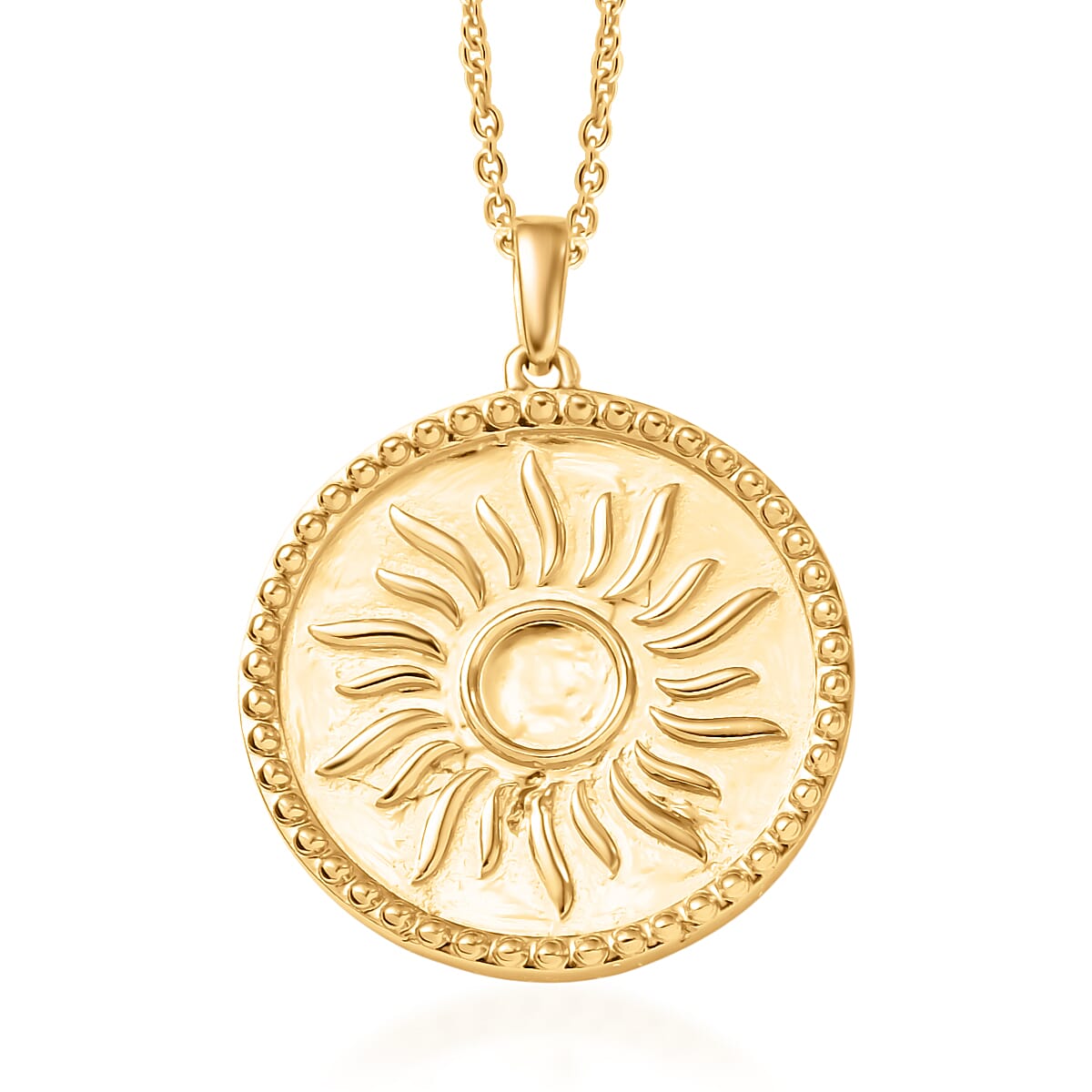 EverTrue Bronzella Collection Radiant Sun Pendant in 18K YG Plated Bronze with ION Plated YG Stainless Steel Necklace (20 Inches)