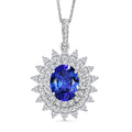 Certified AAAA Tanzanite, Lab Grown Diamond Blooming Floral Pendant Necklace in 950 Platinum 6.20 ctw (20 Inches) - Sticky add to cart bar
