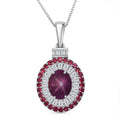 D'Joy  Indian Star Ruby, Multi Gemstone Pendant Necklace in Rhodium Over Sterling Silver 5.50 ctw (20 Inches) - Sticky add to cart bar