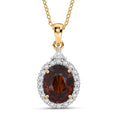 AAA Red Zircon and Luxuriant Lab Grown Diamond E-F VS 4.50 ctw Crownfire Pendant Necklace in 10K Yellow Gold 18 Inches - Sticky add to cart bar