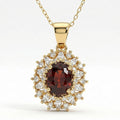 D'Joy Premium Red Zircon and Moissanite 2.75 ctw Flameburst Pendant Necklace in 18K Vermeil Yellow Gold Over Sterling Silver 20 Inches - Sticky add to cart bar