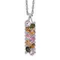 D'Joy Multi-Tourmaline, White Zircon Pendant Necklace in Rhodium Over Sterling Silver 2.10 ctw (20 Inches) - Sticky add to cart bar