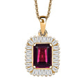 D'Joy AAA Radiant Ember Garnet and Moissanite 2.50 ctw Pendant Necklace in 18K Vermeil Yellow Gold Over Sterling Silver 20 Inches - Sticky add to cart bar