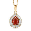 D'Joy Mexican Cherry Fire Opal and Moissanite 1.60 ctw Pendant Necklace in 18K Vermeil Yellow Gold Over Sterling Silver 20 Inches - Sticky add to cart bar