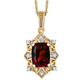 D'Joy Premium Red Citrine and Moissanite 1.50 ctw Crown of Flames Pendant Necklace in 18K Vermeil Yellow Gold Over Sterling Silver 20 Inches - Sticky add to cart bar