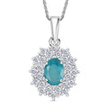 D'Joy Premium Grandidierite and Moissanite 1.40 ctw Art Deco Pendant Necklace in Rhodium Over Sterling Silver 20 Inches - Sticky add to cart bar