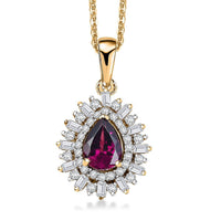 D'Joy AAA Radiant Ember Garnet, White Zircon 1.60 ctw Pendant Necklace in 18K Vermeil Yellow Gold Over Sterling Silver 20 Inches