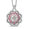 D'Joy 129 Facet Strontium Titanate and Multi Gemstone 3.90 ctw Elegant Floral Pendant Necklace 20 Inches in Rhodium Over Sterling Silver - Sticky add to cart bar