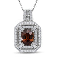 D'Joy Premium Red Zircon and Moissanite 2.70 ctw Scarlet Flame Pendant Necklace in Rhodium Over Sterling Silver 20 Inches - Sticky add to cart bar