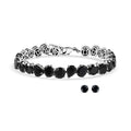 EverTrue Thai Black Spinel 41.90 ctw Panther Head Bracelet (6.50 Inches) and Solitaire Stud Earrings in Platinum Bond - Sticky add to cart bar