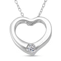 Luxuriant Lab Grown Diamond (G-H, SI ) Heart Pendant Necklace (20 Inches) in Rhodium Over Sterling Silver 0.10 ctw - Sticky add to cart bar