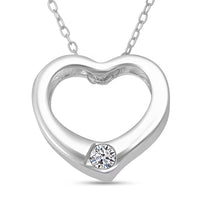 Luxuriant Lab Grown Diamond (G-H, SI ) Heart Pendant Necklace (20 Inches) in Rhodium Over Sterling Silver 0.10 ctw