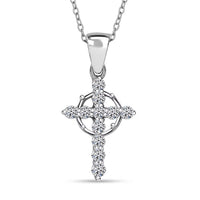 Luxuriant Lab Grown Diamond (G-H, SI) Cross Pendant Necklace (20 Inches) in Rhodium Over Sterling Silver 0.50 ctw