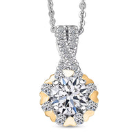 Luxuriant Lab Grown Diamond G-H SI 1.00 ctw Infinity Pendant Necklace in 18K Vermeil YG and Rhodium Over Sterling Silver 20 Inches