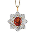 D'Joy Premium Red Citrine and White Zircon 5.30 ctw Royal Fire Blossom Pendant Necklace in 18K Vermeil Yellow Gold Over Sterling Silver 20 Inches - Sticky add to cart bar
