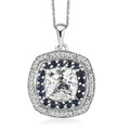 D'Joy Strontium Titanate and Multi Gemstone 4.25 ctw Regal Halo Pendant Necklace 20 Inches in Rhodium Over Sterling Silver - Sticky add to cart bar