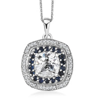 D'Joy Strontium Titanate and Multi Gemstone 4.25 ctw Regal Halo Pendant Necklace 20 Inches in Rhodium Over Sterling Silver