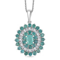 D'Joy Premium Grandidierite and Moissanite 3.90 ctw Celestial Bloom Pendant Necklace in Rhodium Over Sterling Silver 20 Inches - Sticky add to cart bar