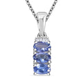 D'Joy Premium Tanzanite, Diamond Trinity Ballerina Pendant in Rhodium Over Sterling Silver with Stainless Steel Necklace (20 Inches) 0.70 ctw - Sticky add to cart bar