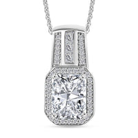 D'Joy Moissanite Art Deco Pendant Necklace in Rhodium Over Sterling Silver 2.90 ctw (20 Inches)