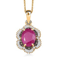 D'Joy AAA Royal Ruby, Natural Champagne and White Diamond 3.10 ctw Signature Spotlight Pendant Necklace in 18K Vermeil Yellow Gold Over Sterling Silver 20 Inches - Sticky add to cart bar