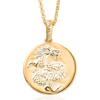 EverTrue Bronzella Collection Dragon Coin Pendant in 18K YG Plated Bronze with ION Plated Yellow Gold Stainless Steel Necklace 20 Inches
