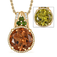 EverTrue Autumn Alexite, Multi Gemstone Pendant in 18K YG Plated with ION Plated YG Stainless Steel Necklace 6.40 ctw (20 Inches)