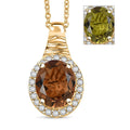 EverTrue Autumn Alexite, White Zircon Halo Pendant in 18K YG Plated with ION Plated YG Stainless Steel Necklace 5.40 ctw (20 Inches) - Sticky add to cart bar