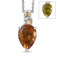 EverTrue Autumn Alexite, Multi Gemstone 5.35 ctw Autumn Leaf Pendant in Platinum Bond with Stainless Steel Necklace 20 Inches
