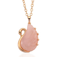 Lapis Lazuli, Simulated Black Diamond Carved Swan Pendant Necklace (20 Inches) in Goldtone 25.00 ctw
