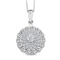 D'Joy Moissanite (Rnd 6mm) Pendant Necklace (20 Inches) in Rhodium Over Sterling Silver 4.40 ctw - Sticky add to cart bar