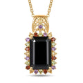 EverTrue D'Joy Thai Black Spinel and Multi Gemstone 10.80 ctw Night Bloom Pendant in 18K YG Plated with ION Plated YG Stainless Steel Necklace (20 Inches) - Sticky add to cart bar
