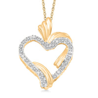 White Diamond Heart Pendant Necklace in 14K YG Over Sterling Silver 0.20 ctw (18 Inches)
