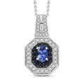 D'Joy AAA Tanzanite, Multi Gemstone Halo Pendant Necklace in Rhodium Over Sterling Silver 1.30 ctw  (20 Inches) - Sticky add to cart bar