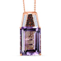 Doorbuster D'Joy Premium Rose De France Amethyst, Multi Gemstone Crown of the Two Forces Pendant Necklace (20 Inches) in 18K Vermeil RG Over Sterling Silver 14.10 ctw - Sticky add to cart bar
