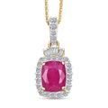 Premium Royal Ruby, Luxuriant Lab Grown Diamond (G-H, SI) Pendant Necklace (20 Inches) in 18K Vermeil YG Over Sterling Silver - Sticky add to cart bar