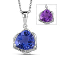 EverTrue Color Change Fluorite (IR) and Moissanite 7.60 ctw Pendant in Platinum Bond with Stainless Steel Necklace (20 Inches) - Sticky add to cart bar
