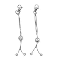Set of 2 9mm Lobster Lock with 2 Inch Snake Extender Chain, 6mm Adjusting Beads in Rhodium Over Stainless Steel