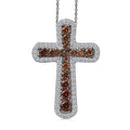 Luxuriant Lab Grown Red Diamond (IR) and Lab Grown Diamond 1.00 ctw Eternal Rouge Cross Pendant Necklace 20 Inches in Rhodium Over Sterling Silver - Sticky add to cart bar