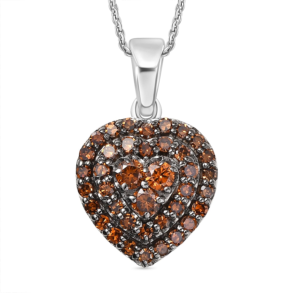 Luxuriant Lab Grown Red Diamond (IR) 1.00 ctw Heart Scarlet Promise Pendant Necklace 20 Inches in Rhodium Over Sterling Silver