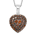 Luxuriant Lab Grown Red Diamond (IR) 1.00 ctw Heart Scarlet Promise Pendant Necklace 20 Inches in Rhodium Over Sterling Silver - Sticky add to cart bar